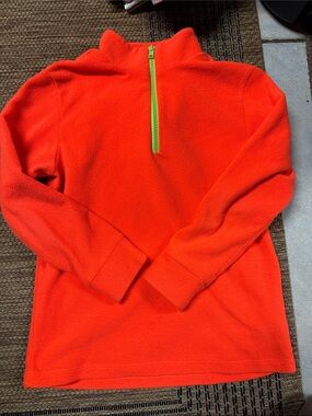 Dudley Stephens Bright Orange Fleece Pullover with Neon Green Zip